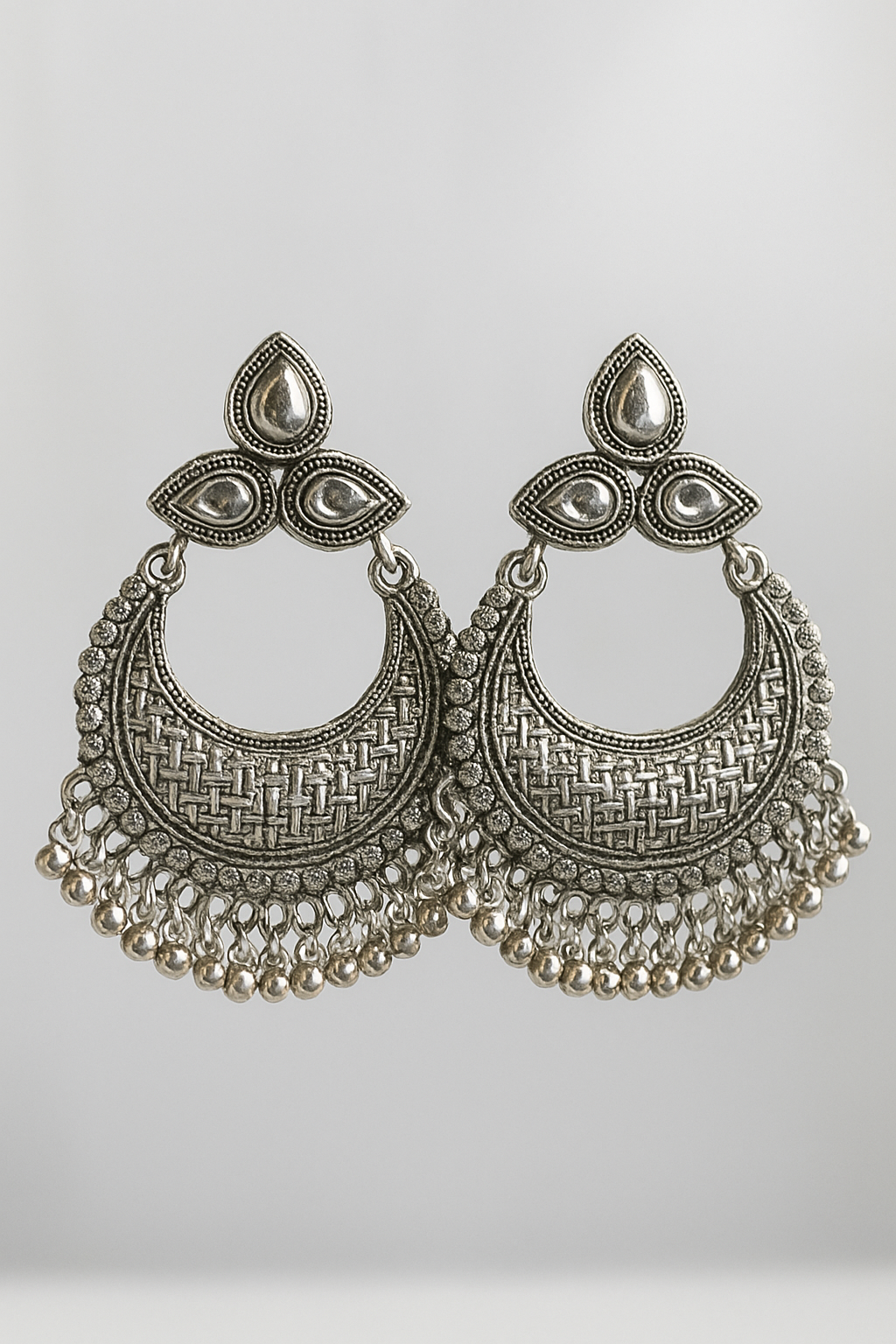 Oxidized Silver Chandbali Earrings