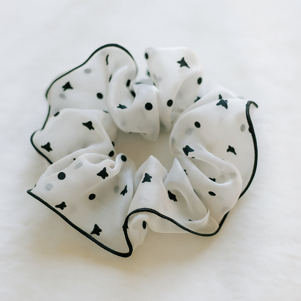 Hair Scrunchies | Soft Heart Printed Hair Bands
