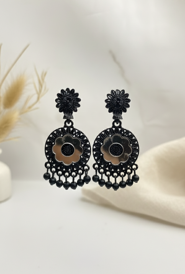 Black Pearl Drop Jhumka Earrings for Women & Girls
