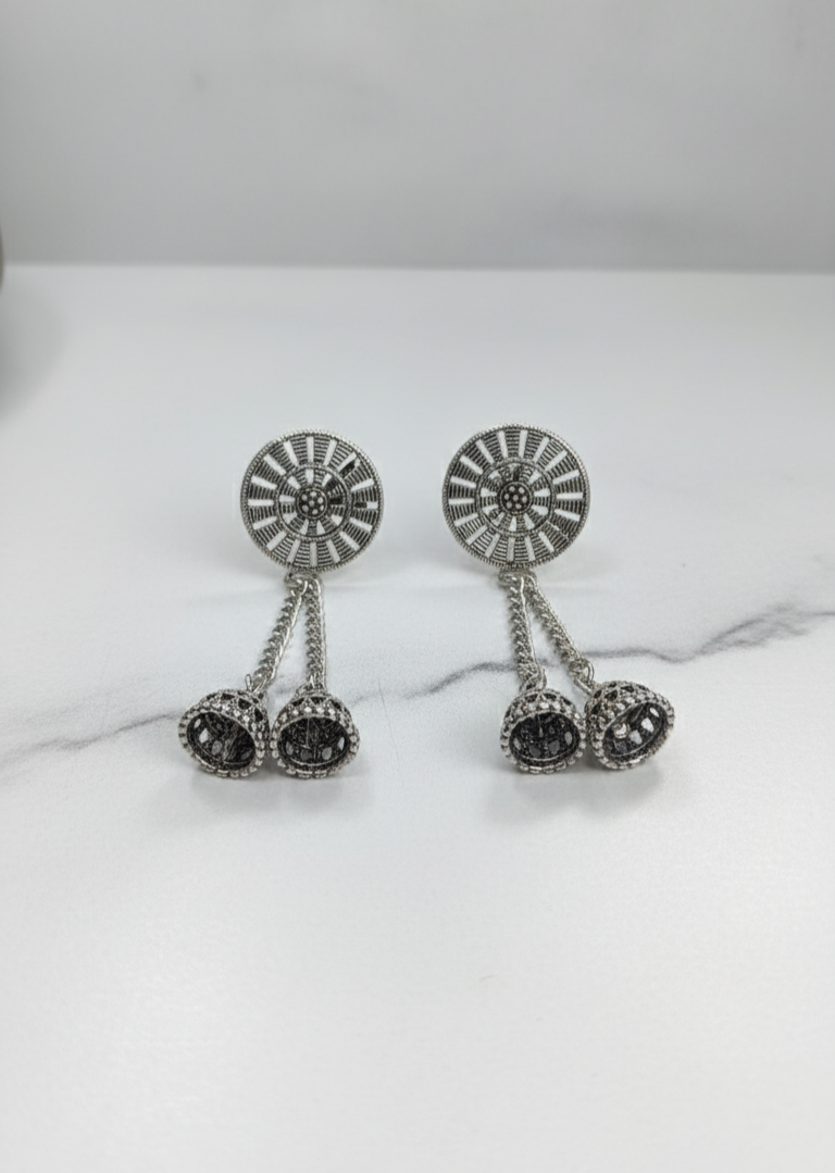 Silver Oxidised Earrings long for Girls and Women